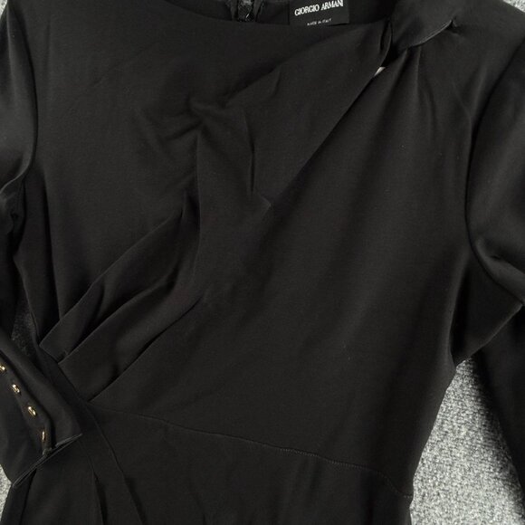 Giorgio Armani Asymmetric Keyhole Midi Dress Italy Black Size 44 (8 US) $1400 - Picture 3 of 16
